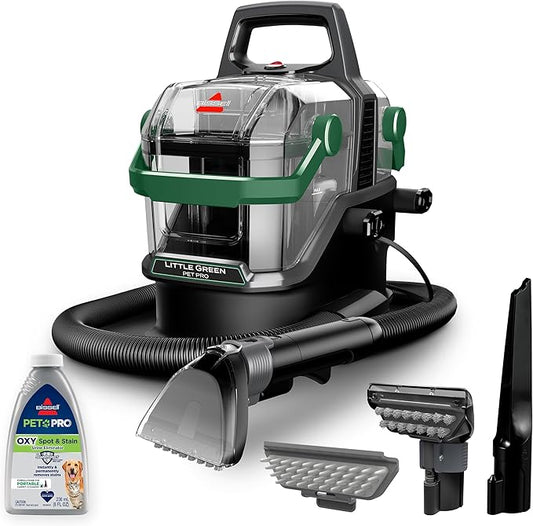 BISSELL Little Green Pet Pro Portable Carpet and Upholstery Deep Cleaner, Car/Auto Detailer with Self-Cleaning Tough Stain, Pet Hair Removal, Crevice Tool (3909)