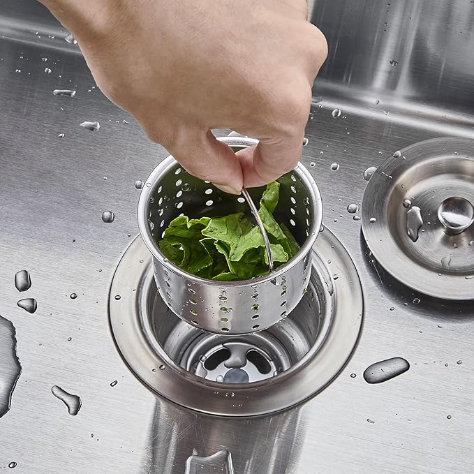 3-1/2-inch Kitchen Sink Drain, Stainless Steel Removable Deep Basket Strainer, Tailpiece Included