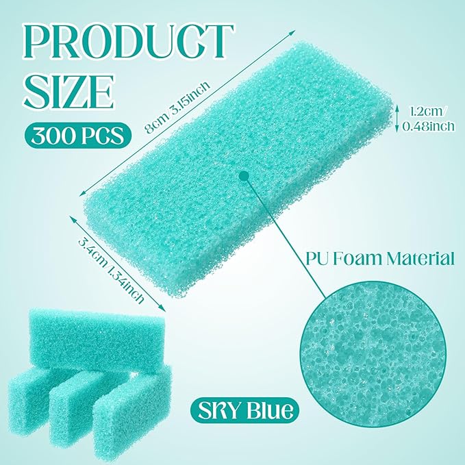 Batiyeer 300 Pcs Pumice Stone Bulk for Feet Scrubber Dead Skin Disposable Foot Pumice Foot Shower Scrubber for Heel Cuticle Callus Remover Bath Spa (Sky Blue)