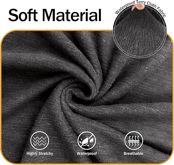 Waterproof Stretch Spandex Chair Sofa Slipcover - Non-Slip Soft Couch Cover with Elastic Bottom, Washable Leakproof Furniture Protector for Kids, Pets, Dogs & Cats (Chair, Dark Gray)