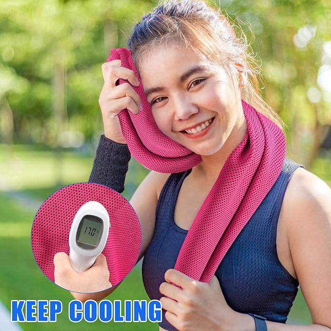 Shellwei 60 Pack Cooling Towels,40"x12" Ice Breathable Soft Chilly Sweat Rag Microfiber Workout Rags for Gym Cooling Towels for Neck and Face for Yoga Golf Sport Running (10 Colors)