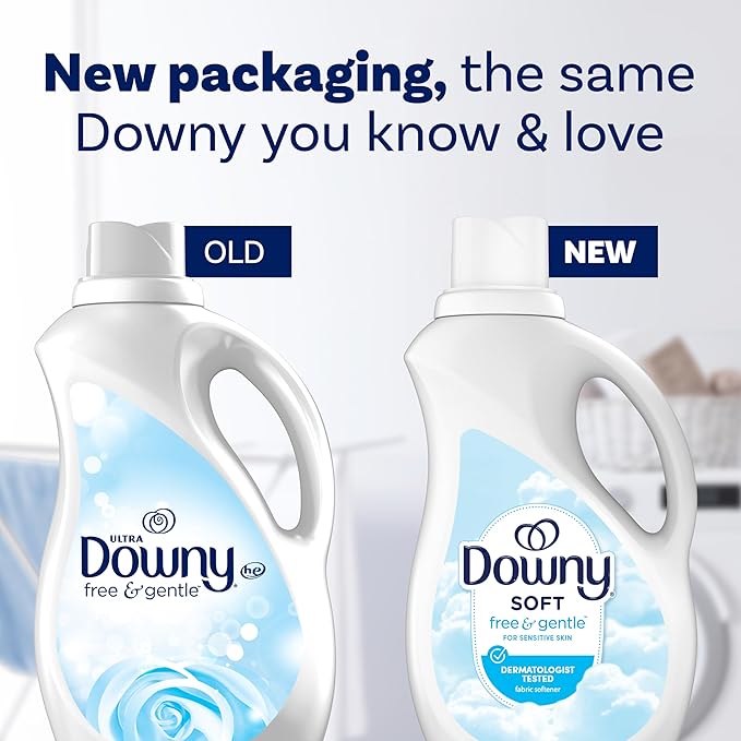 Downy Free & Gentle Liquid Fabric Softener, 44 fl oz, 60 Loads, Hypoallergenic, Sensitive Skin Friendly Fabric Conditioner Liquid