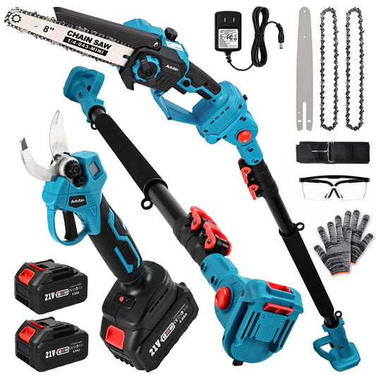 4 in 1 Pole Saw & Electric Pruning Shears Combo, 16Ft Reach - Image 1