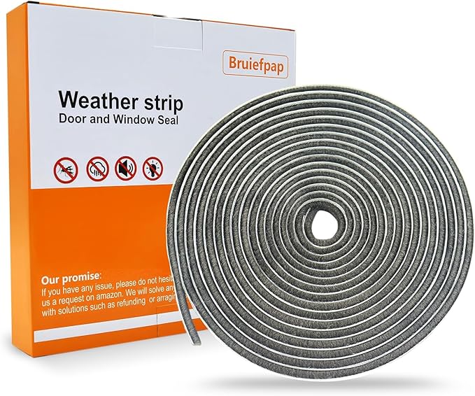 Bruiefpap 69FT Weather Stripping for Doors and Windows, Self-Adhesive Window Insulation for Winter, Weatherstrip for Draft Stopper, Soundproofing, Dustproof, 0.35'' Wide x 0.2'' Thick, Grey