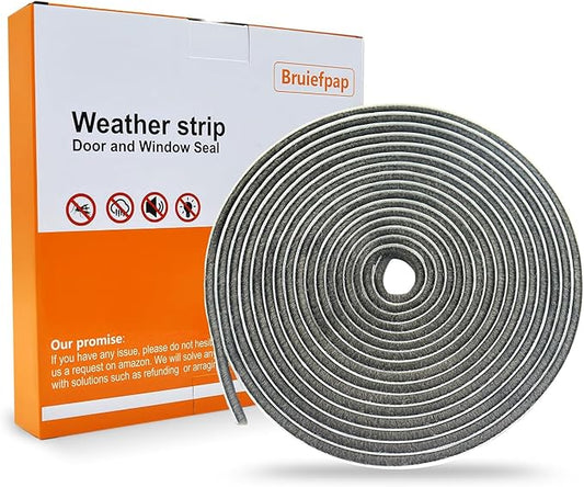 Bruiefpap 69FT Weather Stripping for Doors and Windows, Self-Adhesive Window Insulation for Winter, Weatherstrip for Draft Stopper, Soundproofing, Dustproof, 0.35'' Wide x 0.2'' Thick, Grey