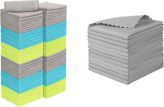 AIDEA Kitchen Towels-12PK, Microfiber Cleaning Cloth for Glass, Lint Free Cloth Polishing Cleaning Rags, Window Wipes, Grey Towels Dishcloths, Microfiber Towels for Car Detailing, Kitchen, Home-11×11"