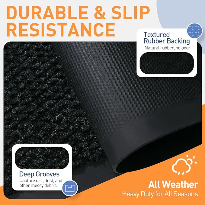 Front Door Mat Indoor Outdoor Entrance, 3ft x 20ft Non Slip Custom Size Outdoor Mat, Commercial Easy Clean Door Mat, Low-Profile Doormat Welcome Floor doormats, Resist Dirt for Front Door Patio Decor