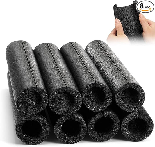 Amylove 8 Pcs 1 Feet Foam Pipe Insulation Foam Tube Insulating Water Pipe Pool Swim Noodles Pre Slit Heat Preservation Pipes Covers for Tubing Outdoor Winter Freeze Protection(Black, 1-1/4 Inch)