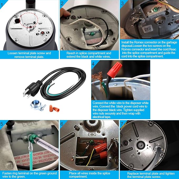 HK 3 Feet Garbage Disposal Power Cord Kit, Heavy Duty Power Cord Replacement for Any Garbage Disposal Model as InSinkErator