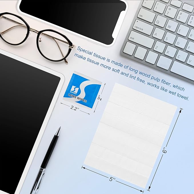 Lens Wipes for Eyeglasses, Pre-moistened Individually Wrapped Glasses Cleaner Wipes, Lens Cleaner Wipes for Sunglasses, Camera Lens, Goggles and Other Optical Lenses. (120 Count)