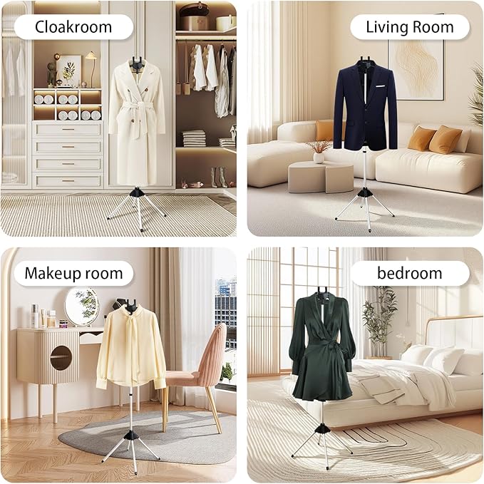 Garment Steamer Stand for Clothes, 32-63 Inch Portable Clothes Stand for Clothing Graduation Gowns, Coats and Shirt Display, Steam Iron Stand, Including Ironing Gloves, Clothes Rac, Hair Remover ﻿