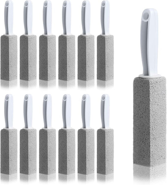 12 Pcs Toilet Pumice Stone with Handle, Pumice Stone Toilet Bowl Cleaner Remove Limescale Cleaning Block for Cleaning Toilets, Bathroom, Sink, Swimming Pools