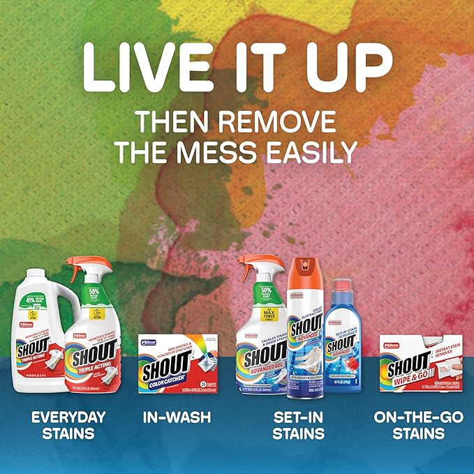 Shout Advanced Laundry Stain Remover Gel for Clothes Laundry, Breaks down stubborn, dried-in, and tough stains - 22oz Spray (Pack of 3), Packaging May Vary