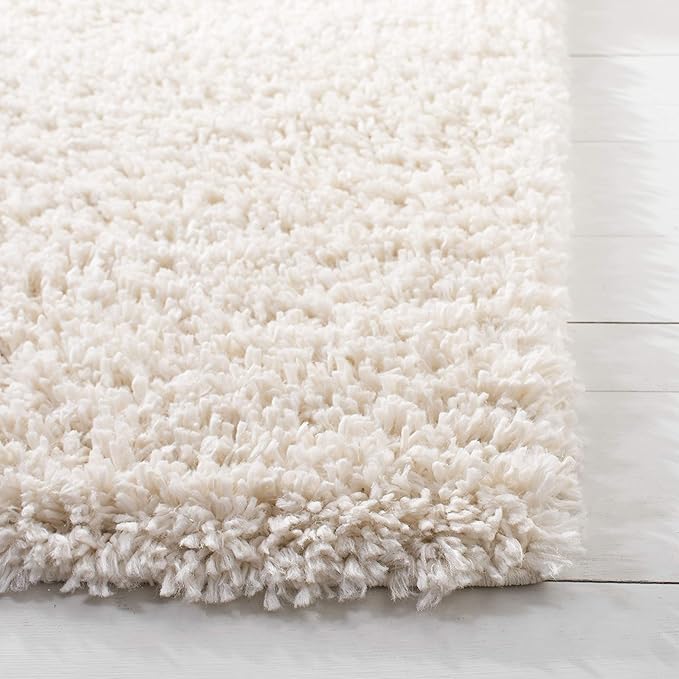 SAFAVIEH August Shag Collection Accent Rug - 2' x 5', Ivory, Solid Design, Non-Shedding & Easy Care, 1.5-inch Thick Ideal for High Traffic Areas in Entryway, Living Room, Bedroom (AUG200C)