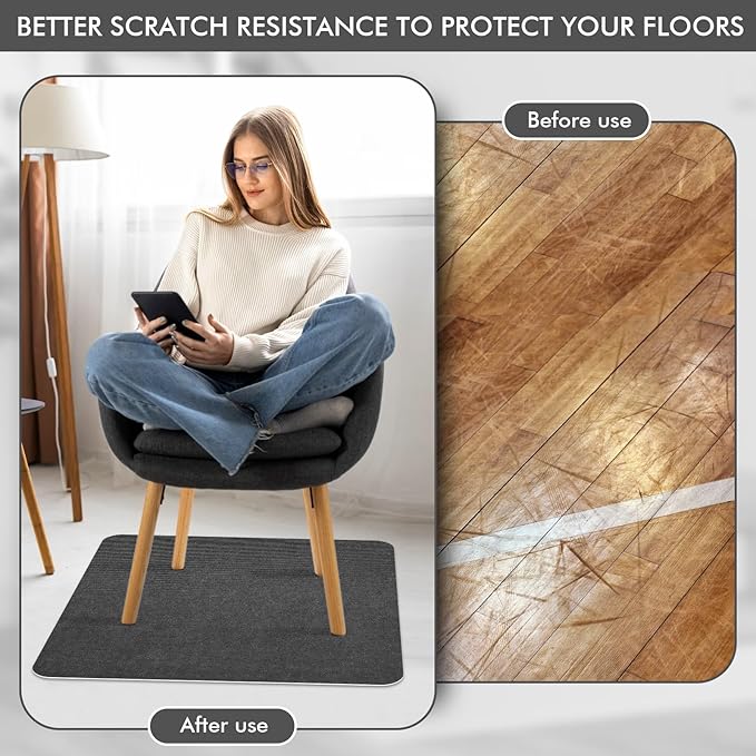 Recliner Pads for Hardwood Floors, Non Slip Recliner Grippers, Furniture Pads Floor Mats for Carpet, Anti Slide Office Chair Mat for Floor Protector, 35"x35" (1 Pack-Grey