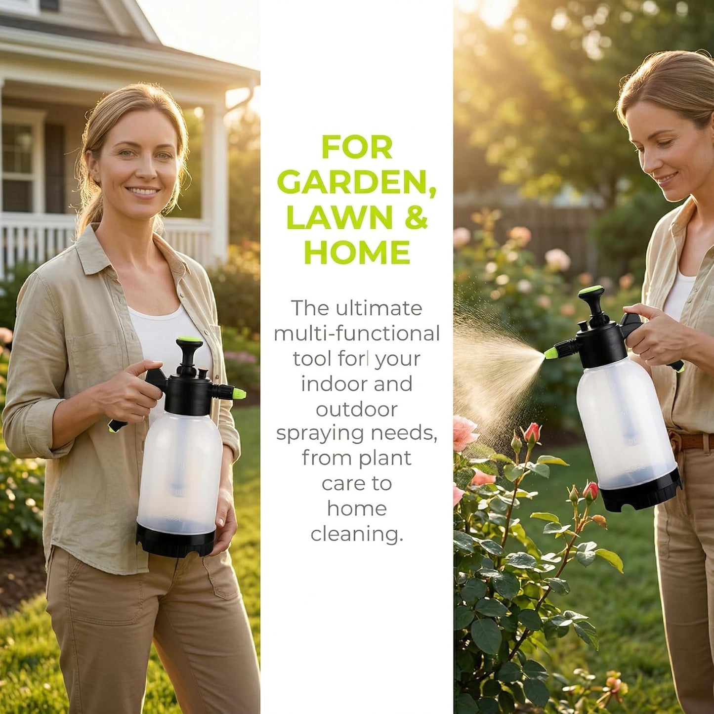 Garden Sprayer 0.5 Gallon (2-Pack) – Pump Pressure Hand Sprayer with Adjustable Nozzle & Safety Valve