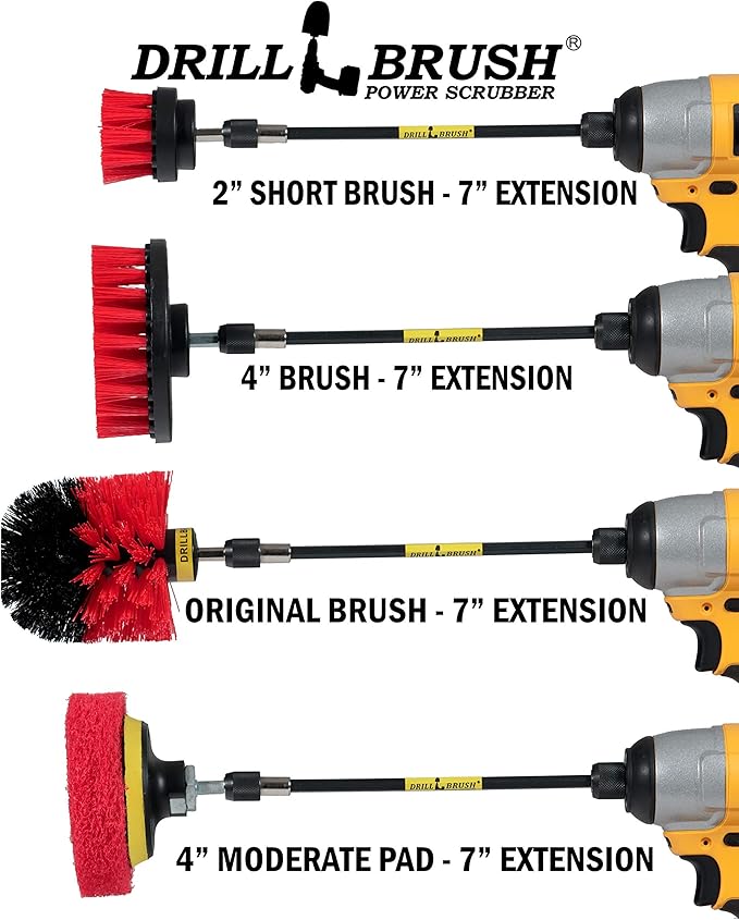 Drillbrush - Rotary Drill Brush Cordless Scrubber - Concrete Deck Cleaner - Brick Cleaner - Marble Brush - Cordless Scrub Brush - Bathroom Cleaner Pads - Marble Shower Cleaner - Bathtub Stain Cleaner