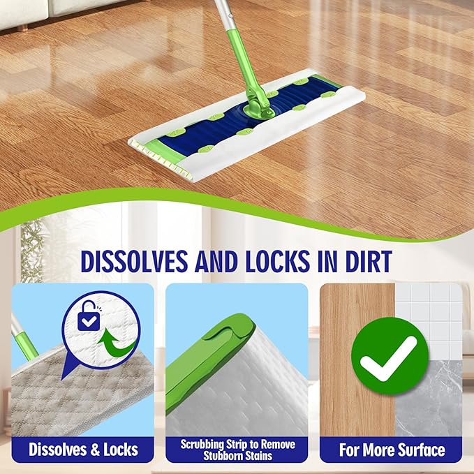 40 Count XL Heavy Duty Wet Mopping Cloths Refill Compatible with Swiffer Sweeper XL Mop, Disposable Wet Pads Refill X-Large Size for Multi-Surface Floor Cleaning, Unscented