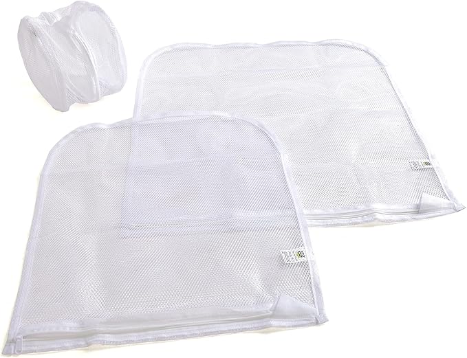 Smart Design Intimate Wash Bag w/ Safety Zipper - Washing Machine Safe - Fine Mesh Nylon Polyester - Bra, Hosiery, Pantyhose, Delicates, Lingerie, Sweater, & Baby Clothes (Set of 3) [White]