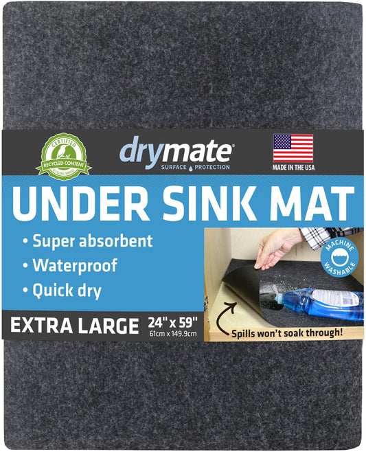 Drymate Premium XL Under Sink Mat, Waterproof Liners, 24”x59”, Charcoal