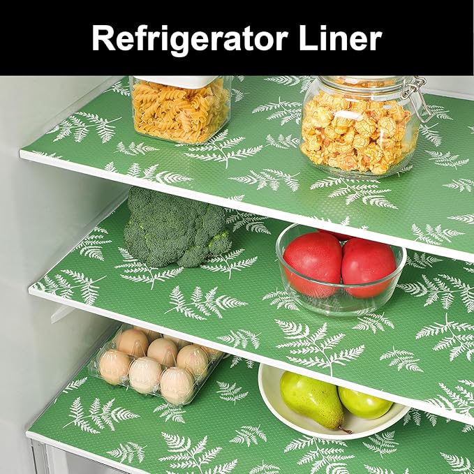 Cooyes Shelf Liners for Kitchen Cabinets, Waterproof and Oil-Proof Kitchen Cupboard Liner, Refrigerator Liners and Plastic Drawer Mats EVA Non Adhesive Shelves（17.5" W x 197" L）