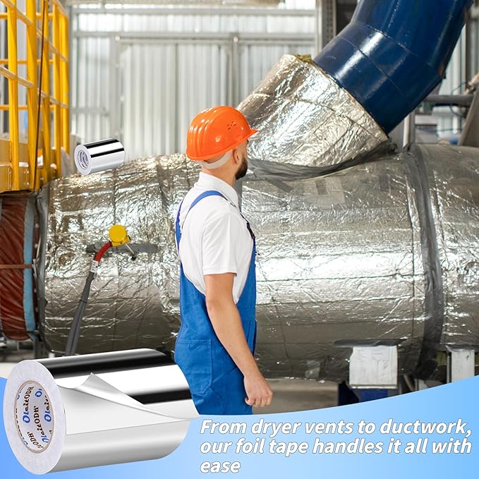 2 Pack Aluminum Foil Tape Bulk - 6 Inch x 55 Yards - Heavy Duty Metal Duct Tape, Aluminum HVAC Tape for Sealing & Patching, Air Ducts, Insulation Metal Repair, Professional Grade