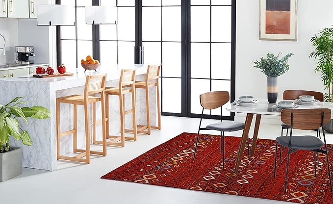 SAFAVIEH Amsterdam Collection X-Large Area Rug - 11' x 15', Terracotta & Multi, Moroccan Boho Design, Non-Shedding & Easy Care, Ideal for High Traffic Areas in Living Room, Bedroom (AMS108D)