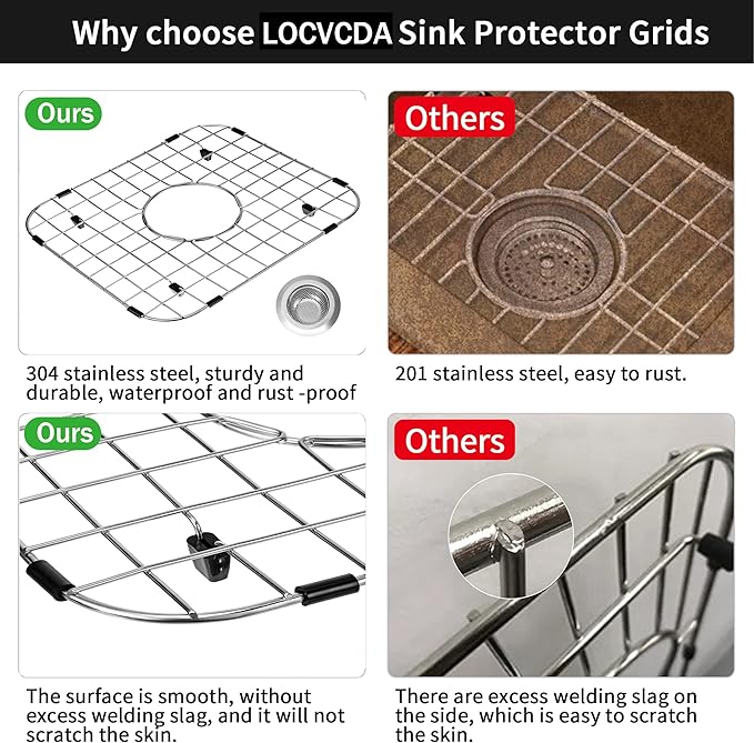 4Pack Sink Protector Grid 13.7"x11.6"X1", Stainless Steel Sink Protectors for Kitchen Sink with Center Drain Hole, Rust-Resistant Metal Sink Protector with 2Pack Sink Strainers (Center Drain/Set 2)