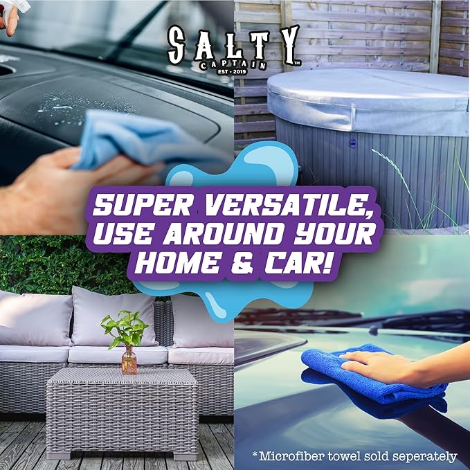 Salty Captain Wet Wipe 16.9 oz | Advanced Water Spot Remover Spray for Cars, Boats, Bikes & RVs | Gently Removes Hard Water Stains, Mineral Deposits & Residue for a Streak-Free Shine