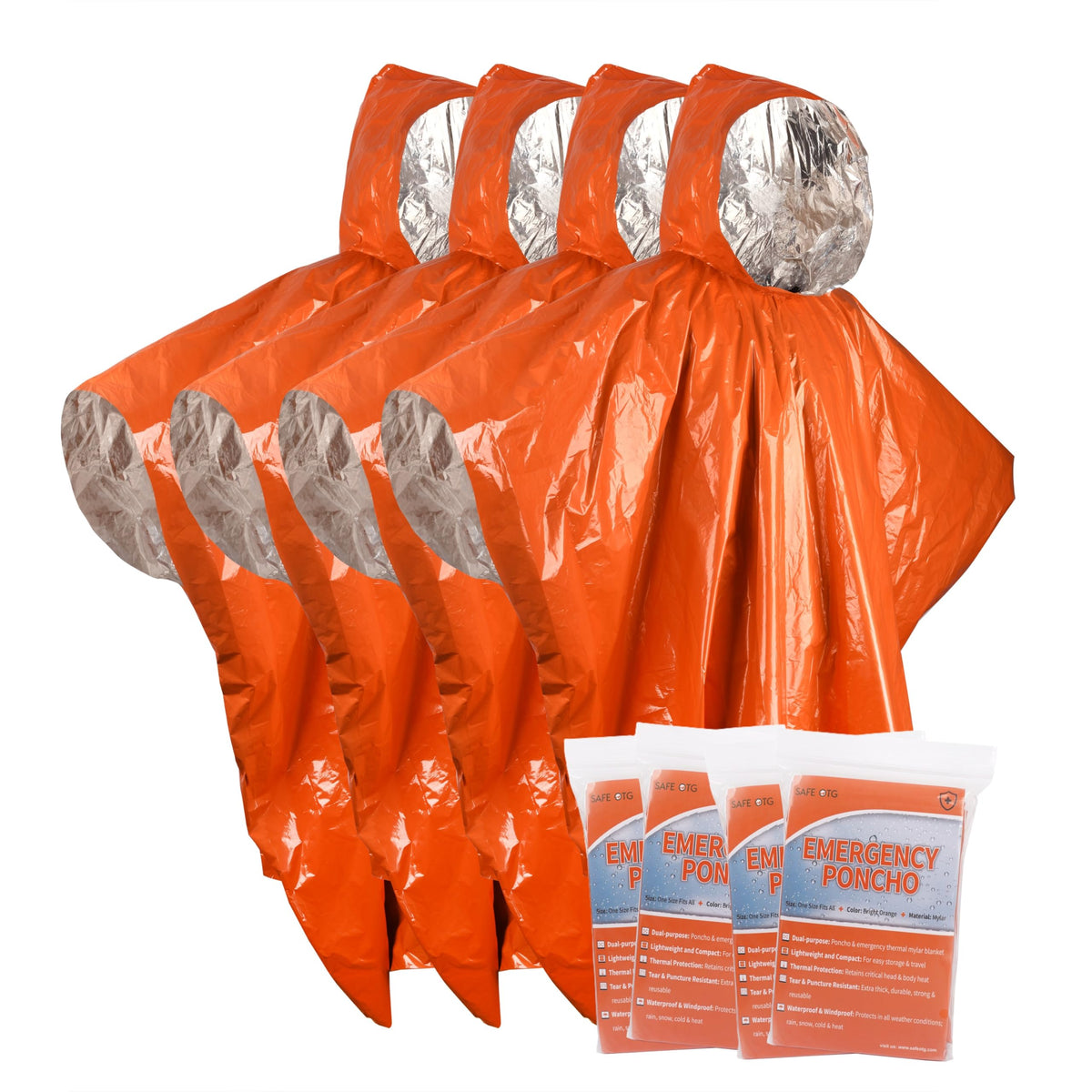 Emergency Survival Rain Poncho 4 pack Thermal Mylar Space - Image 1