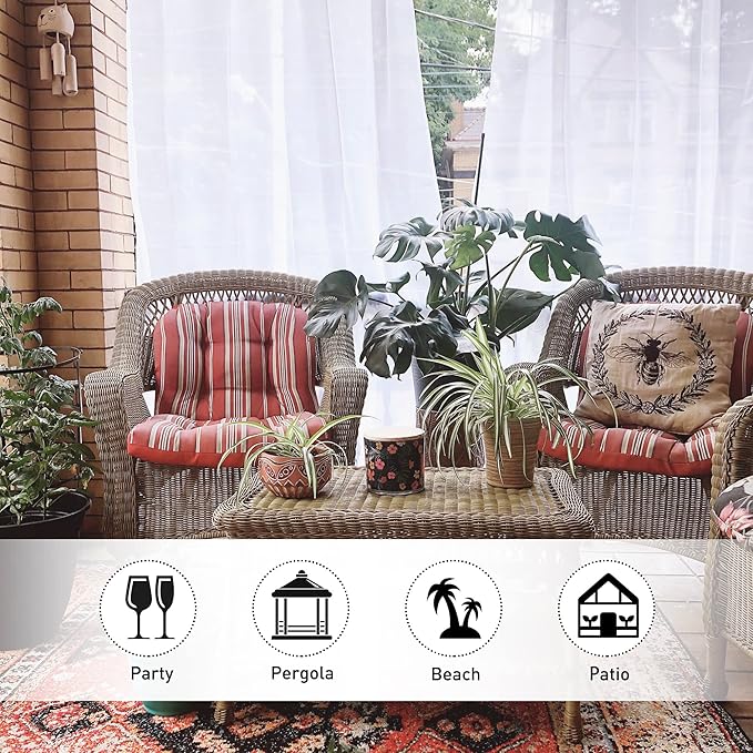 NICETOWN 2 Panels Extra Long White Sheer Outdoor Curtains for Patio Waterproof Tab Top Soft Voile Sheer Breathable Outdoor Drapes with Light Filter for Porch W54 x L120
