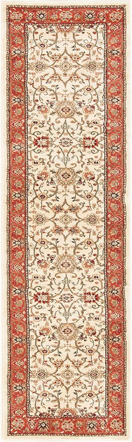 SAFAVIEH Lyndhurst Collection Runner Rug - 2'3" x 6', Ivory & Rust, Traditional Oriental Design, Non-Shedding & Easy Care, Ideal for High Traffic Areas in Living Room, Bedroom (LNH212R)