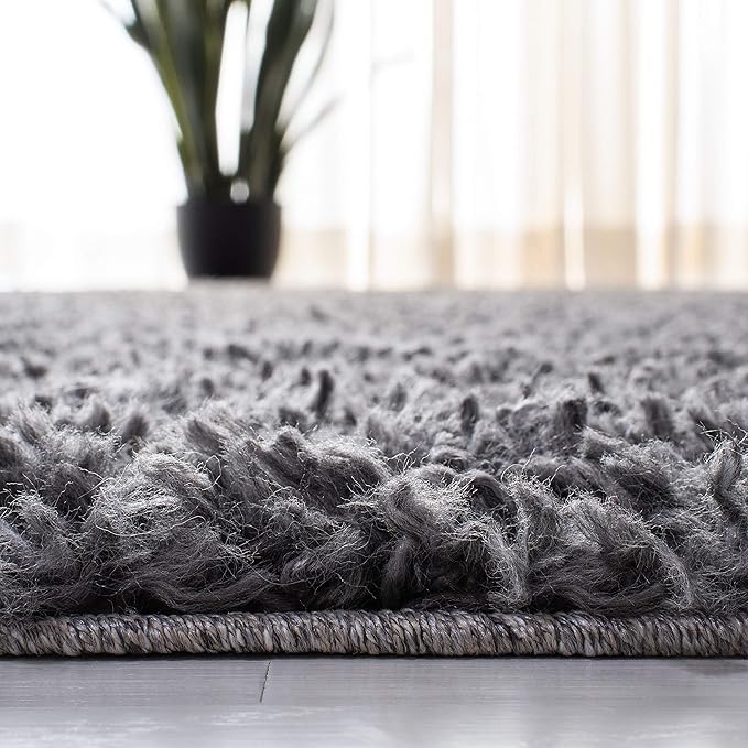 SAFAVIEH August Shag Collection Runner Rug - 2' x 7', Charcoal, Solid Design, Non-Shedding & Easy Care, 1.5-inch Thick Ideal for High Traffic Areas in Living Room, Bedroom (AUG200H)