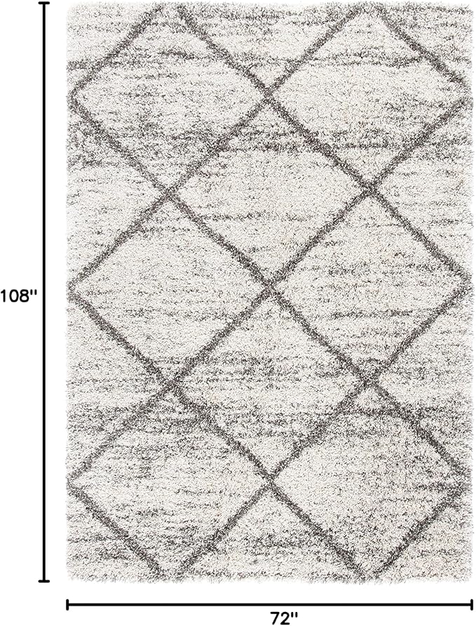 SAFAVIEH Hudson Shag Collection Area Rug - 6' x 9', Grey & Beige, Modern Diamond Trellis Design, Non-Shedding & Easy Care, 2-inch Thick Ideal for High Traffic Areas in Living Room, Bedroom (SGH281J)