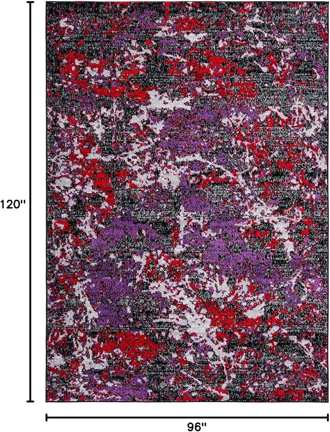 SAFAVIEH Skyler Collection 8' x 10' Black/Purple SKY186V Modern Contemporary Abstract Non-Shedding Living Room Dining Bedroom Area Rug