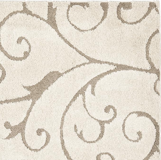 SAFAVIEH Florida Shag Collection Runner Rug - 2'3" x 8', Cream & Beige, Scroll Design, Non-Shedding & Easy to Clean, High-Low Plush Pile, Ideal for Bedroom, Foyer, Hallway (SG455-1113)