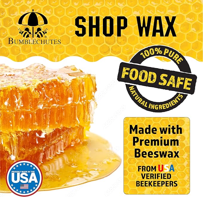 Bumblechutes All-Purpose Shop Wax - All Natural Metal and Wood Wax Finish Paste for Woodworkers, Carnauba Beeswax Wood Polish for Epoxy, Plastic, Metal, Leather, Furniture & Workshop Tools - 8 oz