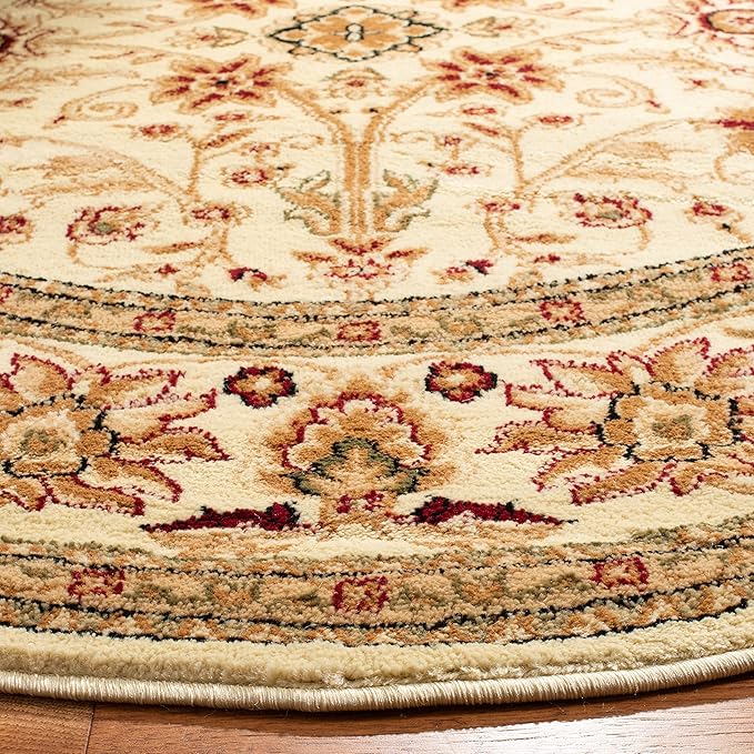 SAFAVIEH Lyndhurst Collection Area Rug - 6' Round, Ivory & Ivory, Traditional Oriental Design, Non-Shedding & Easy Care, Ideal for High Traffic Areas in Living Room, Bedroom (LNH212L)