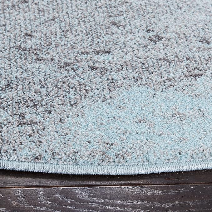 SAFAVIEH Glacier Collection Area Rug - 6'7" Round, Blue & Pink, Modern Abstract Design, Non-Shedding & Easy Care, Ideal for High Traffic Areas in Living Room, Bedroom (GLA125L)