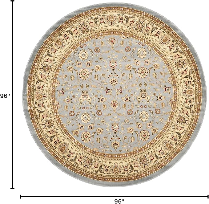 SAFAVIEH Lyndhurst Collection Area Rug - 8' Round, Light Blue & Ivory, Traditional Oriental Design, Non-Shedding & Easy Care, Ideal for High Traffic Areas in Living Room, Bedroom (LNH312B)
