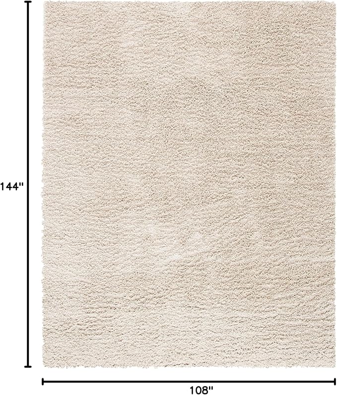 SAFAVIEH August Shag Collection Area Rug - 9' x 12', Beige, Solid Design, Non-Shedding & Easy Care, 1.5-inch Thick Ideal for High Traffic Areas in Living Room, Bedroom (AUG200D)