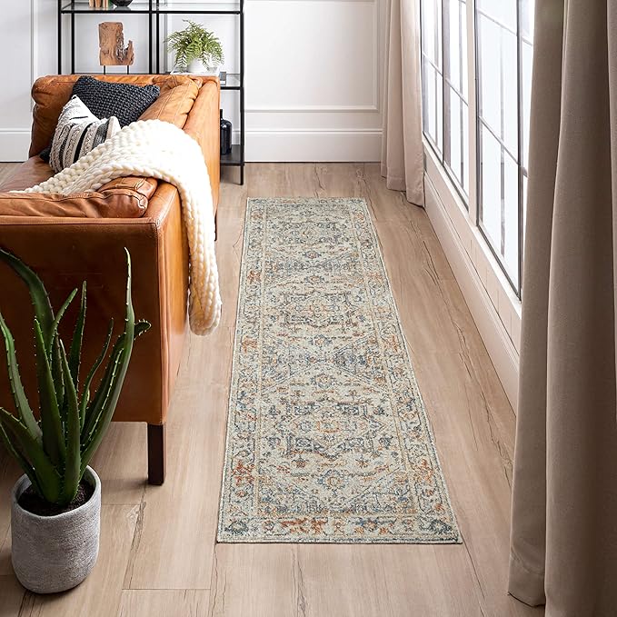 Mohawk Home Daphne Floral Ornamental Cream 2' x 8' Area Rug Perfect for Living Room, Dining Room, Office