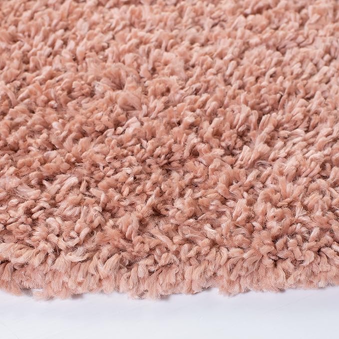 SAFAVIEH August Shag Collection 6'7" Round Rose AUG200X Solid Non-Shedding Living Room Bedroom Dining Room Entryway Plush 1.5-inch Thick Area Rug
