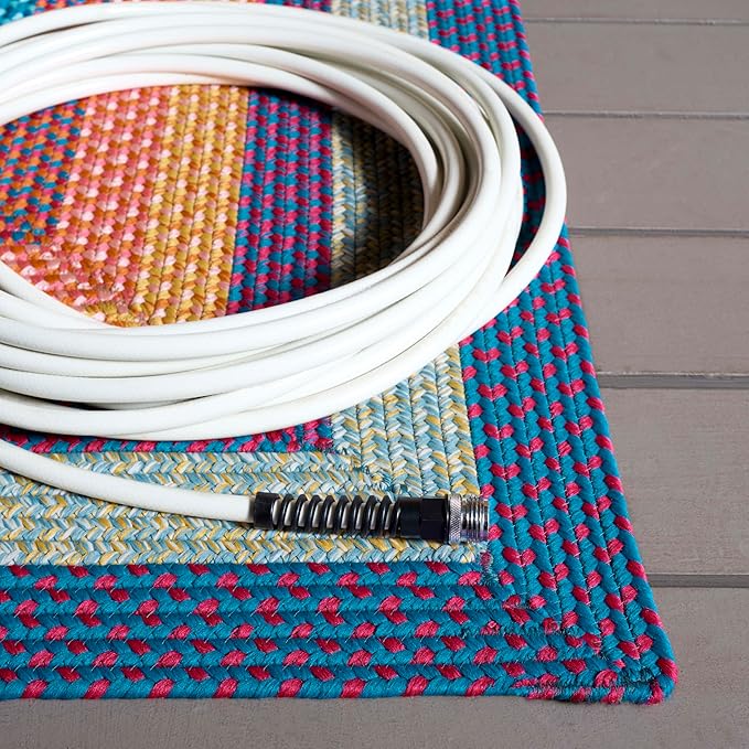 SAFAVIEH Washable Rug Outdoor Braided Collection - 8' x 10' Oval, Red & Orange, Handmade & Reversible, Non-Shedding & Easy to Clean, Ideal for Patio, Backyard, Mudroom (BRD308Q)