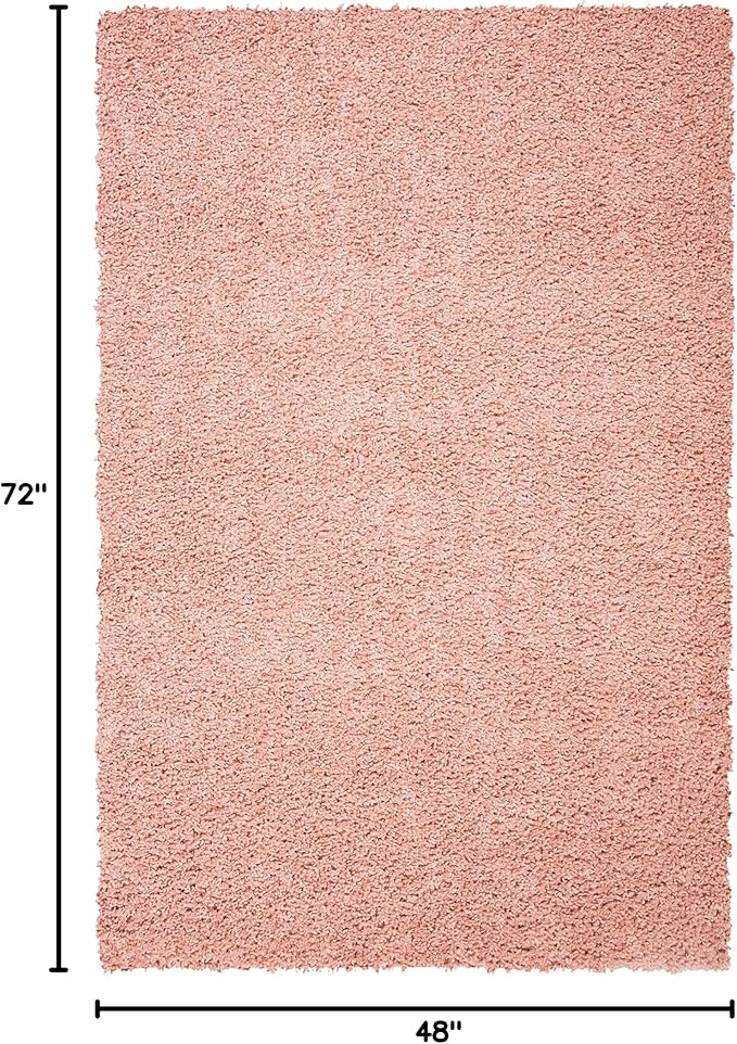 SAFAVIEH August Shag Collection Accent Rug - 4' x 6', Rose, Solid Design, Non-Shedding & Easy Care, 1.5-inch Thick Ideal for High Traffic Areas in Entryway, Living Room, Bedroom (AUG200X)