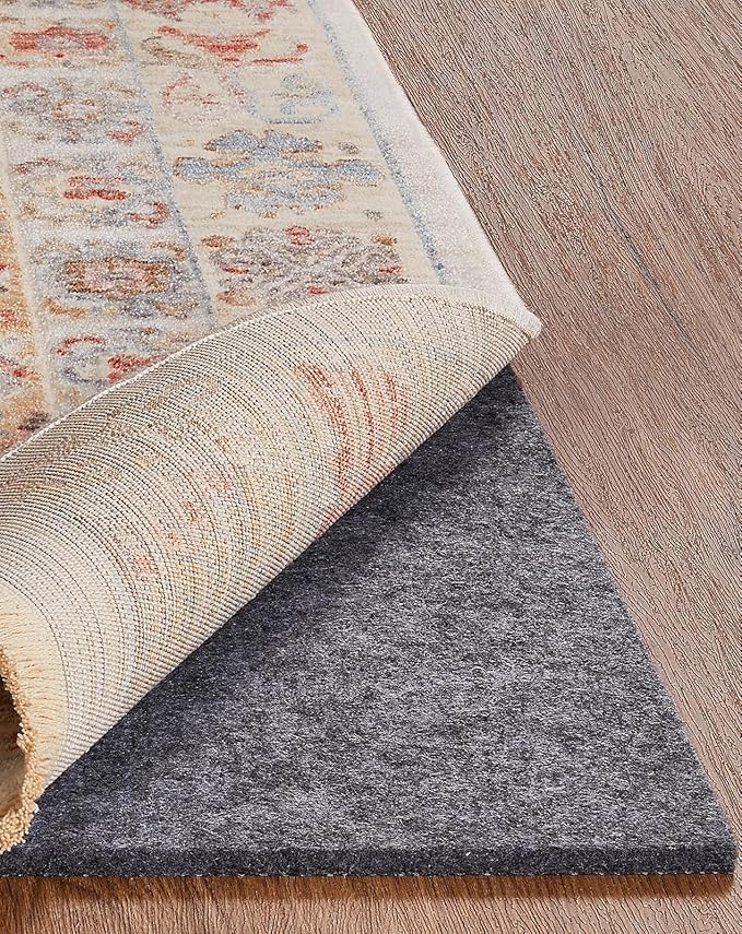 Veken Non Slip Cushioned Rug Pad Gripper 5 x 7 Ft, Felt and Silicone Backing, 1/4 inch Thick Carpet Liner for Hardwood Floors and Finishes, Under Area Rugs Anti Skid Mat, Keep Rugs Safe and in Place
