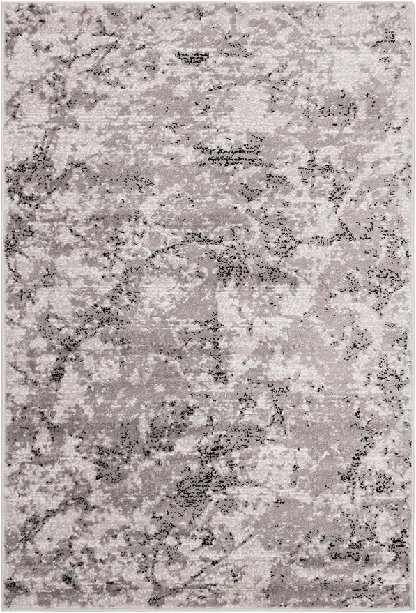 SAFAVIEH Skyler Collection 4' x 6' Grey/Ivory SKY186K Modern Abstract Non-Shedding Living Room Bedroom Accent Rug