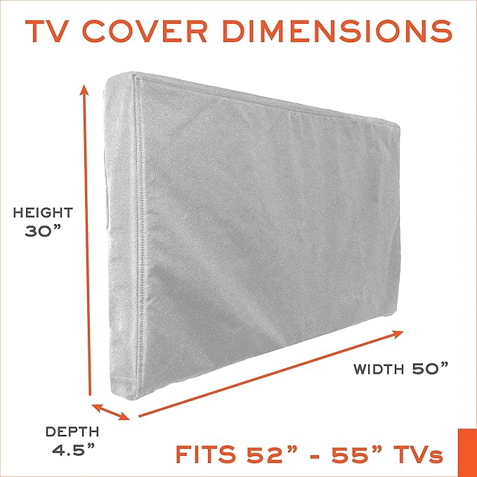 Bozzcovers Outdoor TV Cover 55 inch - with Zipper, Weatherproof, Waterproof 360 Degrees Protection, Soft Non Scratch Interior - Gray