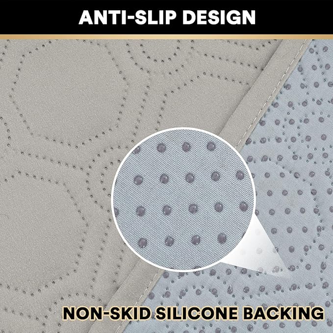 PrinceDeco Loveseat Covers for 2 Cushion Couch Waterproof Sofa Covers for Love seat, Machine Washable Quilted Couch Covers, Pet Friendly Slipcovers (Loveseat 48",French Oak)