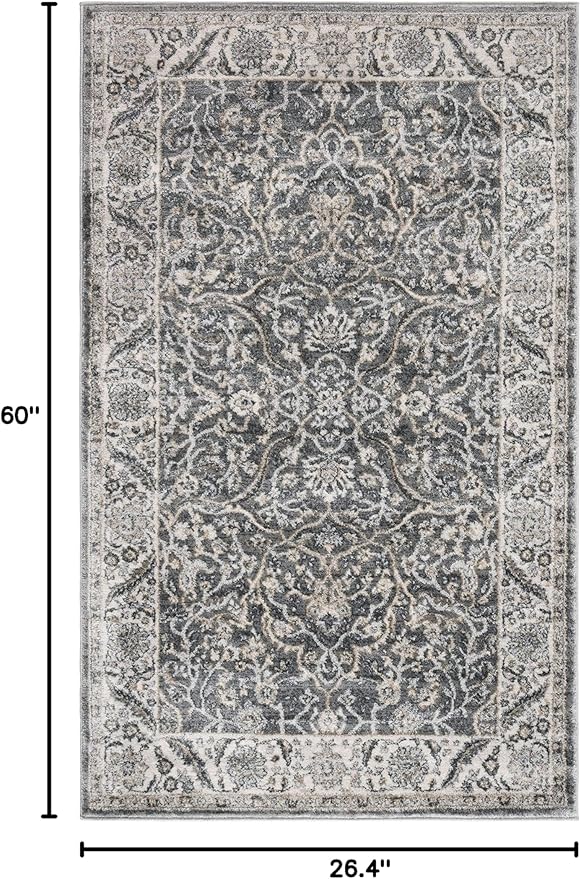 SAFAVIEH Isabella Collection Accent Rug - 2'2" x 5', Grey & Dark Grey, Oriental Design, Non-Shedding & Easy Care, Ideal for High Traffic Areas in Entryway, Living Room, Bedroom (ISA912H)